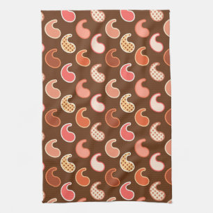 Modern Paisley pattern, Earth Tones, Cocoa Brown Tea Towel