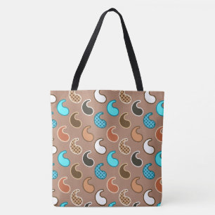 Modern Paisley pattern, Taupe, Turquoise and Rust Tote Bag