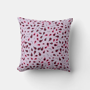 Modern Paisley Red & Lilac Throw Pillow