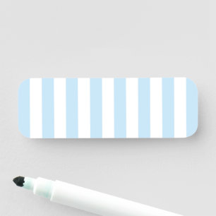 Modern Pale Blue and White Striped Blank Name Tag