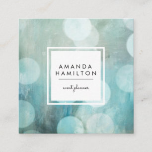 Modern pale blue Bokeh Glitter Fashion & Beauty Square Business Card
