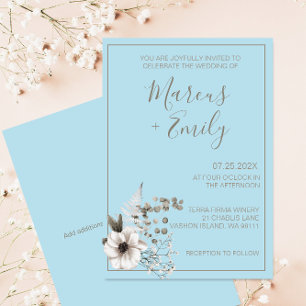 Modern Pale Blue & Eucalyptus Grey Wedding   Invitation