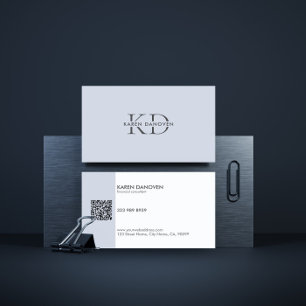 Modern Pale Blue  Monogram Professional  Business Card