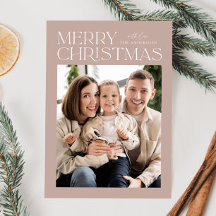 Modern Pale Mauve Merry Christmas Photo Holiday Card