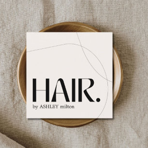Modern Pale Pastel Beige Abstract Hair Salon Square Business Card
