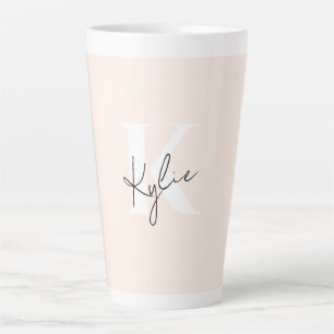 Modern Pale Peach Personalised Monogram Name - Latte Mug