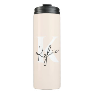 Modern Pale Peach Personalised Monogram Name - Thermal Tumbler