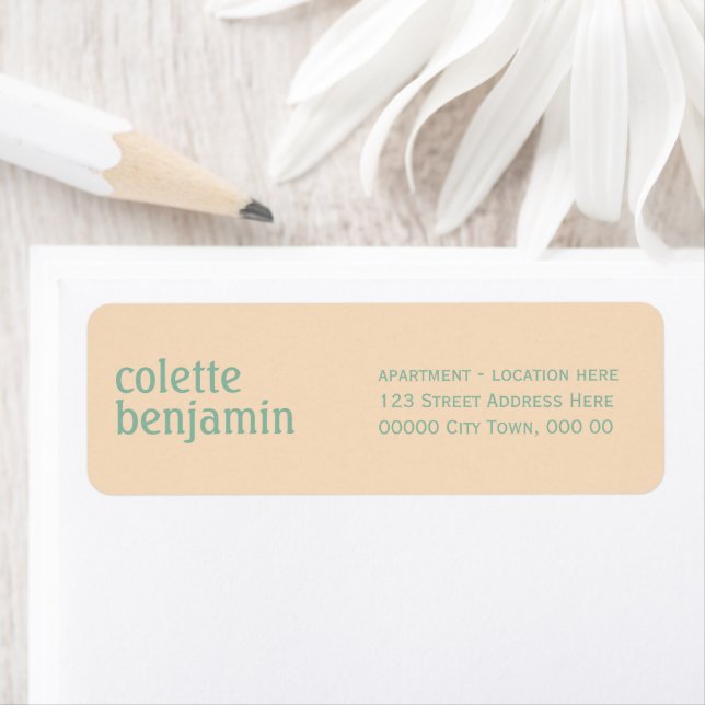 Modern Pale Peach & Turquoise-Green Address (Insitu)