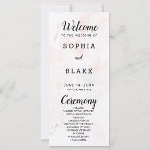 Modern Pale Pink and Blue Marble Wedding Program