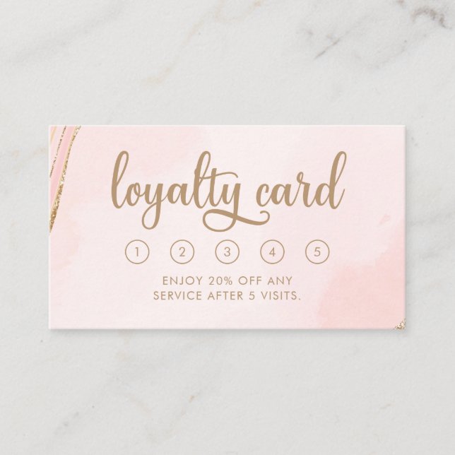 Modern Pale Pink and Tan Loyalty Card (Front)
