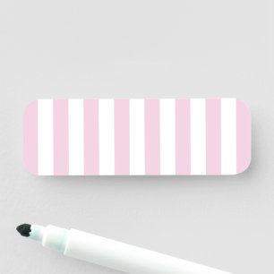 Modern Pale Pink and White Vertical Striped Blank Name Tag