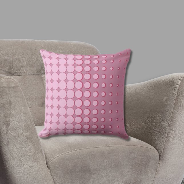 Modern Pale Pink Halftone Dots Cushion (Pillow with Pink Halftone Pattern)