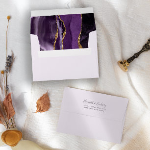 Modern Pale Purple Gold Agate Wedding Envelope