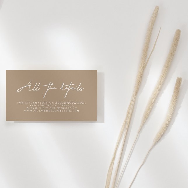 Modern Pale Taupe Wedding Website Enclosure Card (Creator Uploaded)