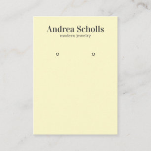 Modern Pale Yellow Bold Jewellery  Earring Display Business Card