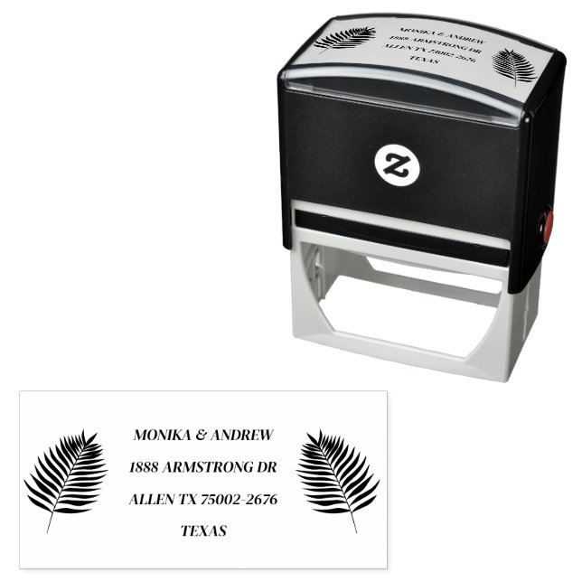 Modern Palm Leaf Botanical Return Address Self-inking Stamp (In Situ)