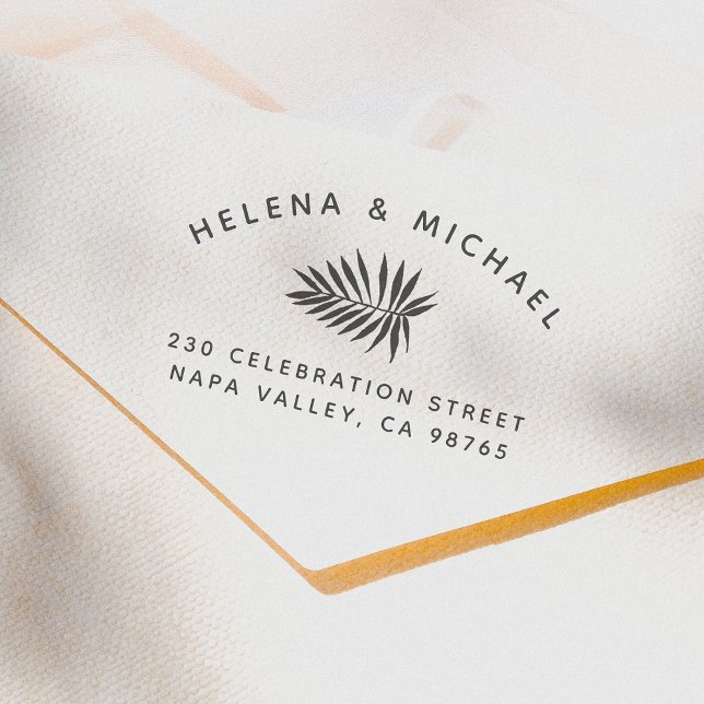 Modern Palm Leaf Return Address Wedding Rubber Stamp (Creator Uploaded)