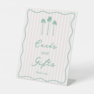 Modern Palm Springs Pink Green Cards And Gifts Pedestal Sign