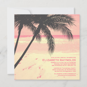 Modern Palm Tree Beach Bridal Shower Invitations