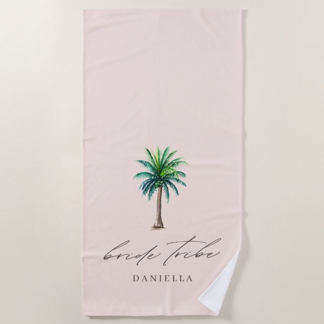 Modern Palm Tree Bride Tribe Bachelorette Beach To Towel (Front)