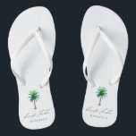 Modern Palm Tree Bride Tribe Bachelorette  Jandals<br><div class="desc">Personalised bachelorette flip flops with "bride tribe" in modern script font and a watercolor tropical palm tree. Personalise with name - purchase one for each woman.</div>