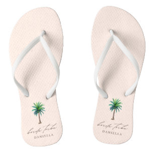 Modern Palm Tree Bride Tribe Blush Bachelorette  Jandals
