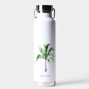 Modern Palm Tree Monogram Personalised Water Bottle