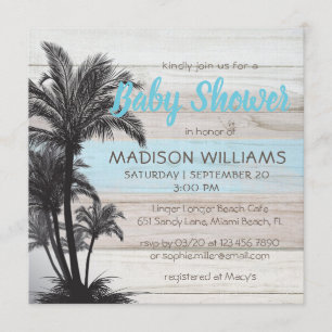 Modern Palm Tree Tropical Beach Chic Baby Shower Invitation