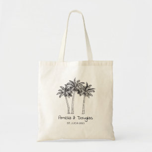 Modern Palm Tree Wedding Tropical Welcome Gifts Tote Bag