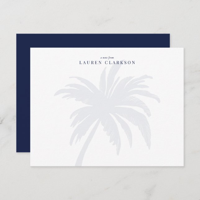 Modern  Palm Tree with Navy Typography note card (Front/Back)