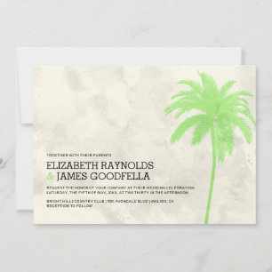 Modern Palm Trees Beach Wedding Invitations