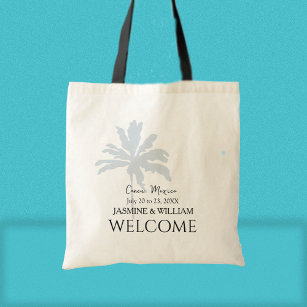 Modern Palm Trees Destination Wedding Welcome  Tote Bag