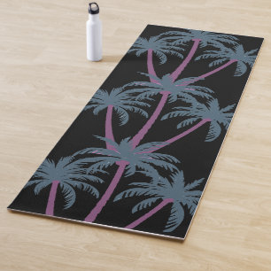 Modern Palm Trees on Black Yoga Mat