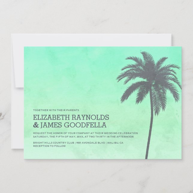 Modern Palm Trees Wedding Invitations (Front)