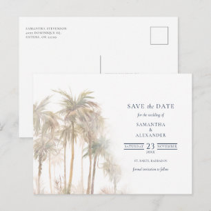 Modern Palm Trees Wedding Save The Date Announcement Postcard