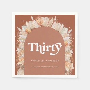 Modern pampas grass terracotta 30th birthday napkin