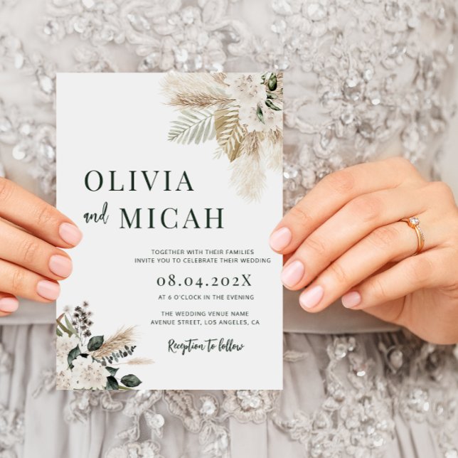 modern pampas grass wedding invitation (Creator Uploaded)