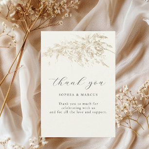 Modern Pampas Grass Wedding Thank You Card