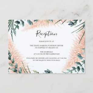 Modern Pampas Greenery Foliage Wedding Reception Enclosure Card