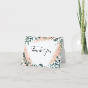 Modern Pampas Greenery Watercolor Wedding Thank You Card