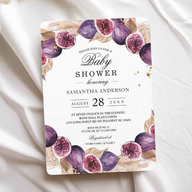 Modern Pampas & Purple Figs Beauty Frame Invitation (Creator Uploaded)