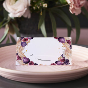 Modern Pampas & Purple Figs Beauty Frame Place Card