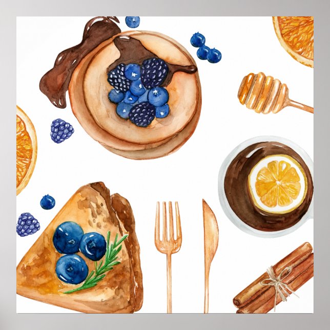 Modern Pancakes Kitchen Beauty Breakfast Poster (Front)