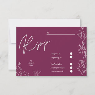 Modern Pansy Purple floral wedding RSVP Card