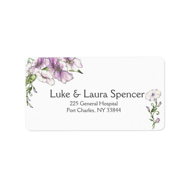 Modern Pansy Wedding Label (Front)
