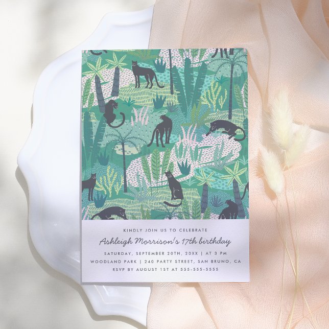 Modern Panther Jungle Birthday Party Invitation (Creator Uploaded)