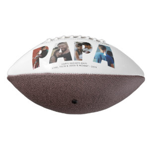 Modern PAPA Photo Collage Chic Happy Father's Day Football