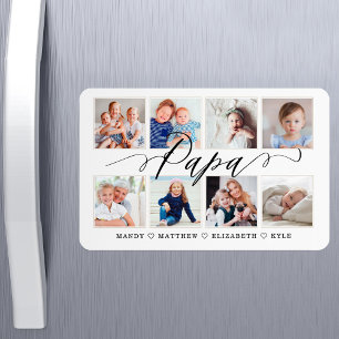 Modern Papa Script   Grandchildren Photo Collage Magnet
