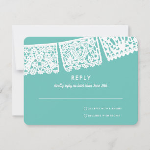 Modern Papel Picado Custom Colour   Wedding RSVP