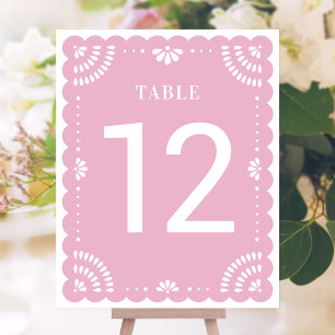 Modern Papel Picado Wedding Table Number, Lavender